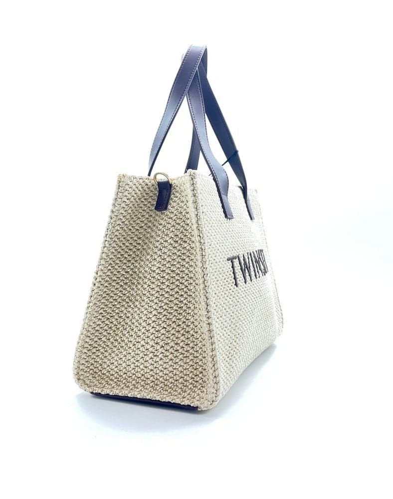 TWINSET Borsa piccola TOTE 241TB7023 in paglia con logo marrone in Borse a mano Calzature Durello - Agna, commercioVirtuoso.it