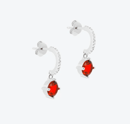 Anihma - ORECCHINI CREOLI CON ZIRCONE ROSSO