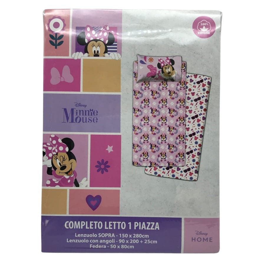 Completo letto singolo Minnie Smile Disney in cotone in Set di lenzuola e federe Collezione Casa - Trebisacce, commercioVirtuoso.it