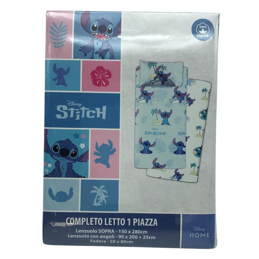 Completo letto singolo Lilo & Stitch in cotone in Set di lenzuola e federe Collezione Casa - Trebisacce, commercioVirtuoso.it