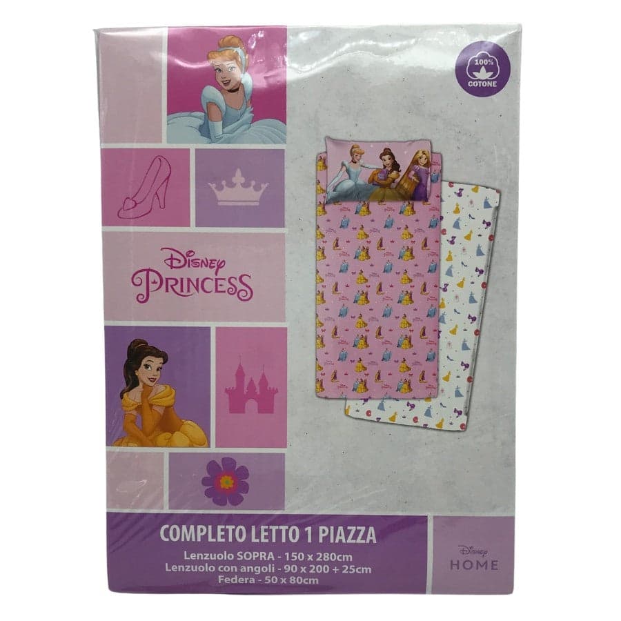 Completo letto singolo Disney Princess in cotone in Set di lenzuola e federe Collezione Casa - Trebisacce, commercioVirtuoso.it