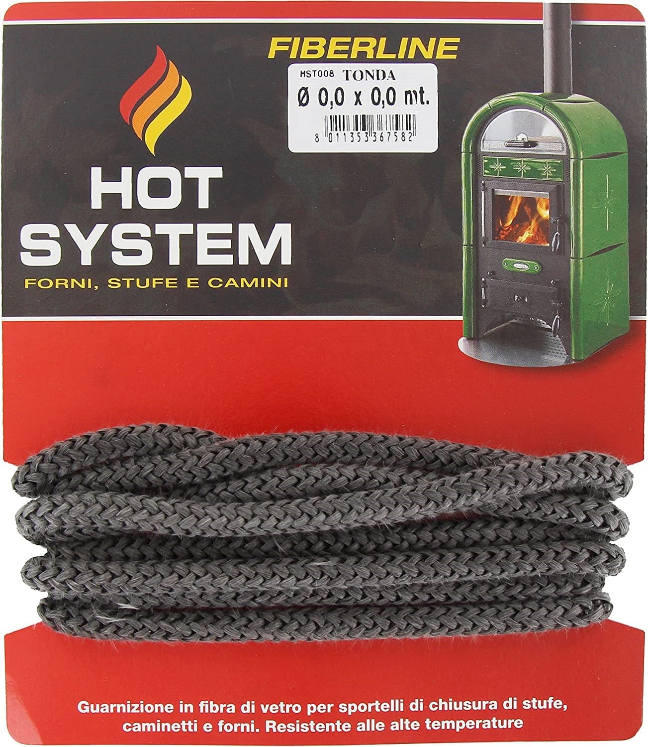 FIBERLINE GUARNIZIONE TONDA PER ALTE TEMPERATURE STUFA / CAMINO mm.8x2,5 mt. in prodotto EuroStore07 - Alatri, commercioVirtuoso.it