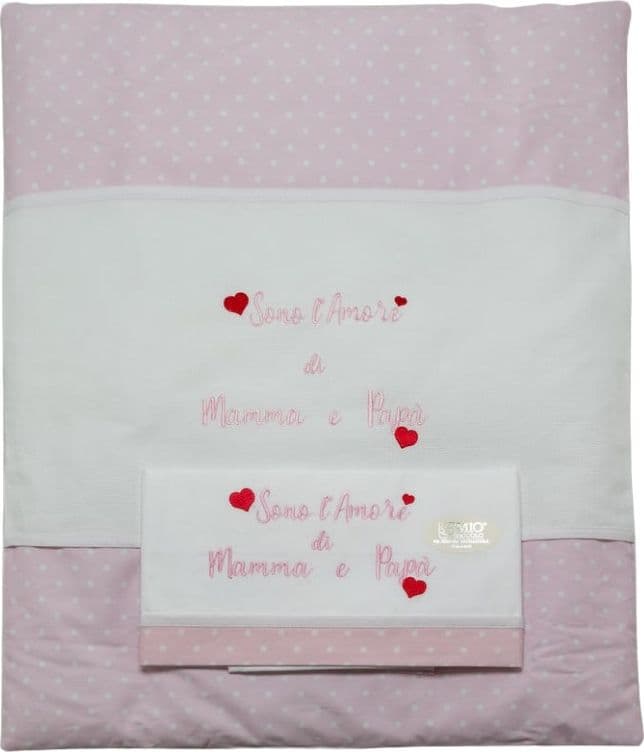 Copripiumino culla neonato Sono l'amore di mamma e papà in Completi da lettino con sbarre Collezione Casa - Trebisacce, commercioVirtuoso.it