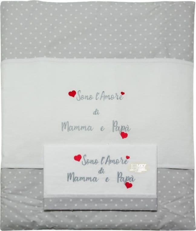 Copripiumino culla neonato Sono l'amore di mamma e papà in Completi da lettino con sbarre Collezione Casa - Trebisacce, commercioVirtuoso.it