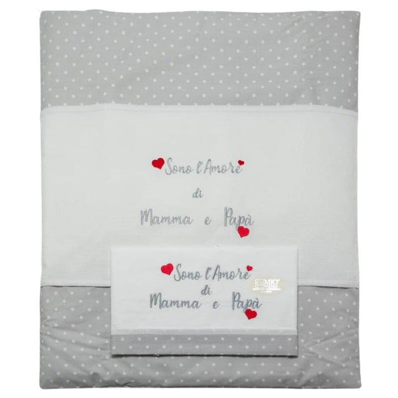 Copripiumino culla neonato Sono l'amore di mamma e papà in Completi da lettino con sbarre Collezione Casa - Trebisacce, commercioVirtuoso.it