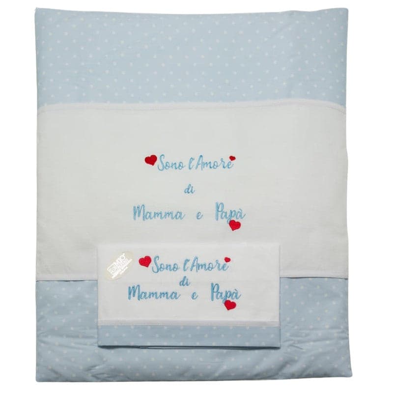 Copripiumino culla neonato Sono l'amore di mamma e papà in Completi da lettino con sbarre Collezione Casa - Trebisacce, commercioVirtuoso.it