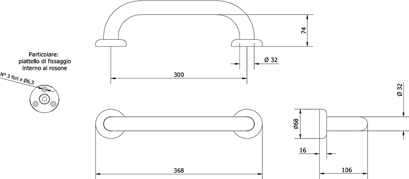 Maniglione lineare per bagno 30cm in Barre di sostegno vasca da bagno Aloiserw.com - Altomonte, commercioVirtuoso.it