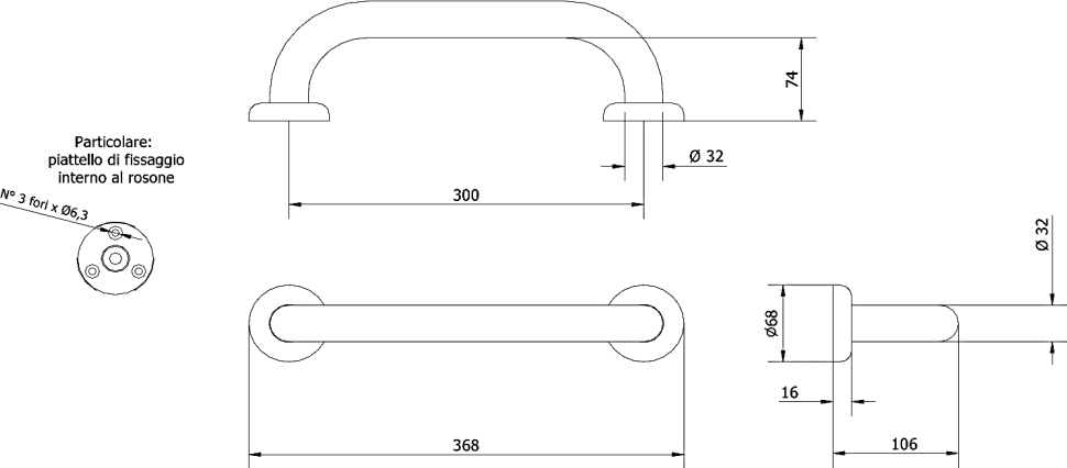 Maniglione lineare per bagno 30cm in Barre di sostegno vasca da bagno Aloiserw.com - Altomonte, commercioVirtuoso.it