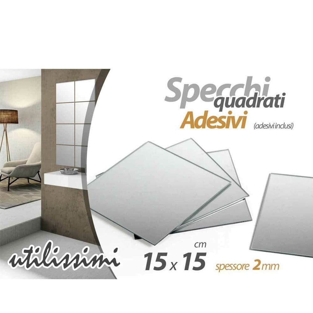 Set 8 Specchi Quadrati Mosaico Adesivi Specchio 15x15cm Decorazione Parete Casa in Specchi da parete Esplodia - Napoli, commercioVirtuoso.it
