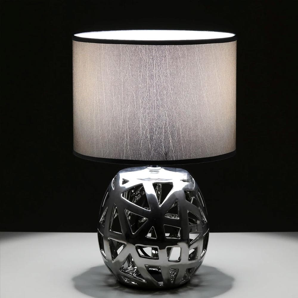 Lampada da Tavolo Lume Comodino in Ceramica Tessuto Design Moderno Abatjour Grey in Lampade da tavolo e abat-jour Esplodia - Napoli, commercioVirtuoso.it