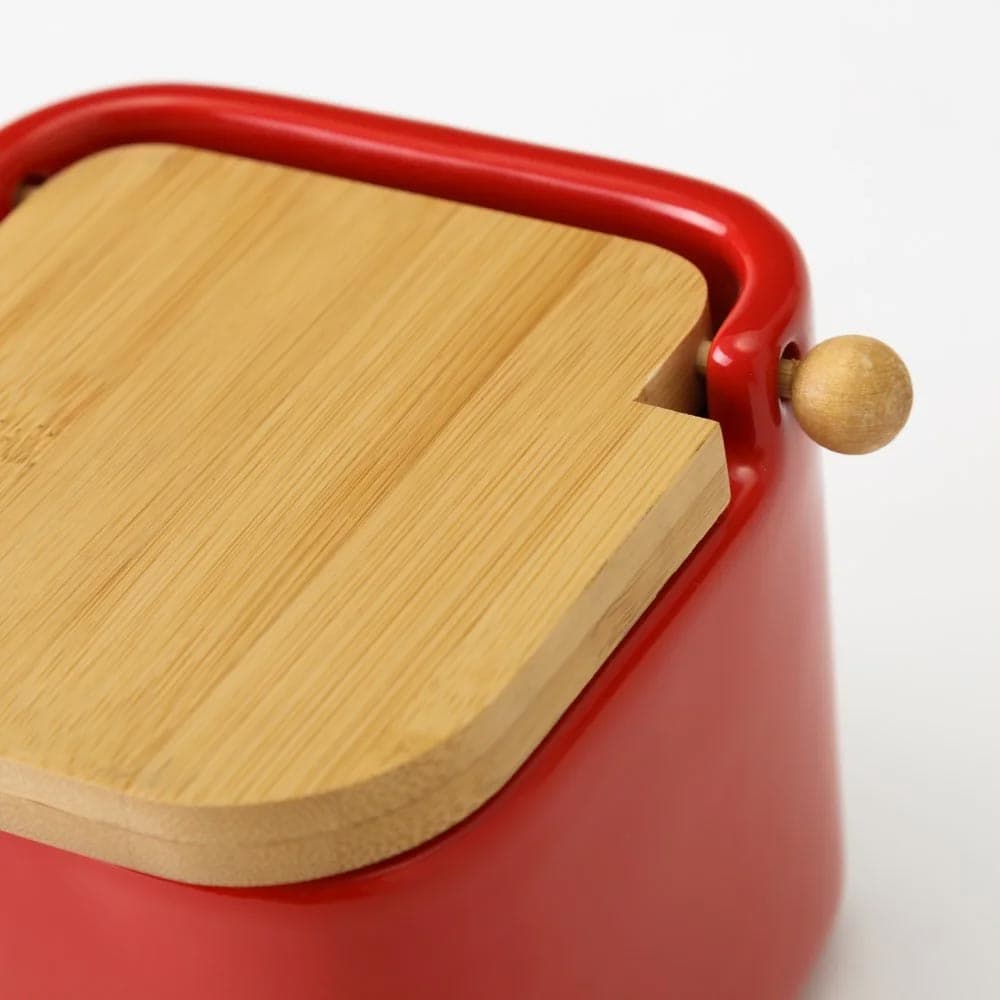 Barattolo Ceramica Tappo Legno Bambu Sale Zucchero Caffe Saliera 0,7lt Rosso in Barattoli e contenitori Esplodia - Napoli, commercioVirtuoso.it