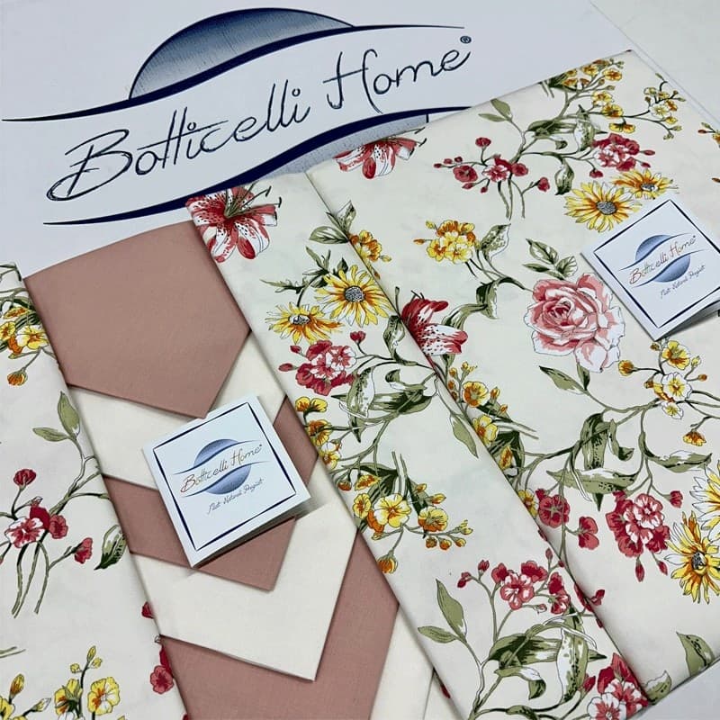 Tovaglia da tavolo con tovaglioli Botticelli Home Flowers in Tovaglie Collezione Casa - Trebisacce, commercioVirtuoso.it