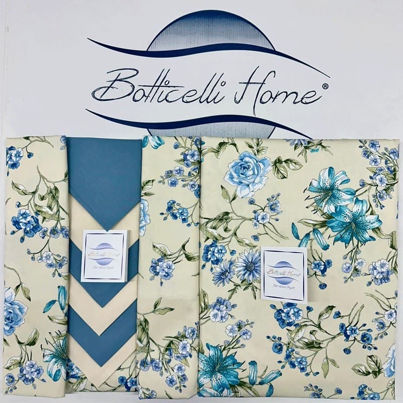 Tovaglia da tavolo con tovaglioli Botticelli Home Flowers in Tovaglie Collezione Casa - Trebisacce, commercioVirtuoso.it
