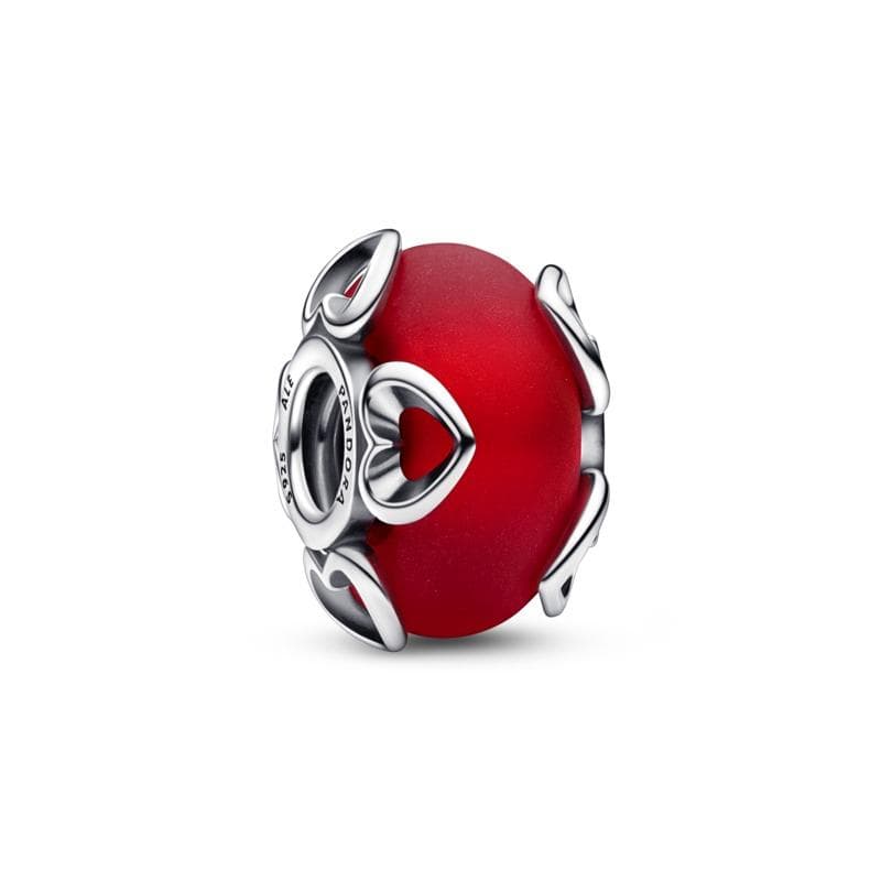 Pandora  Charm Vetro di Murano Rosso e Cuori