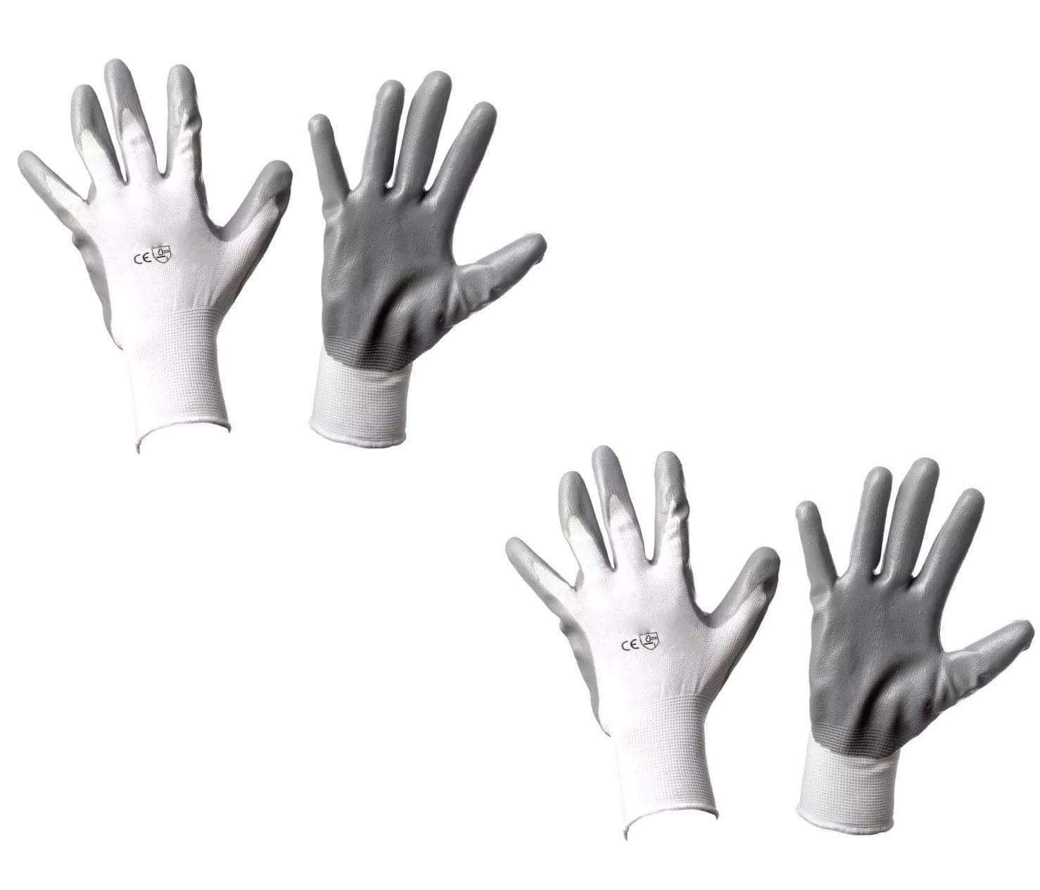 GUANTI OFFICINA IN NYLON BIANCO SPALMATI IN NITRILE GRIGIO MISURA 7/ S - 2 PAIA in prodotto EuroStore07 - Alatri, commercioVirtuoso.it