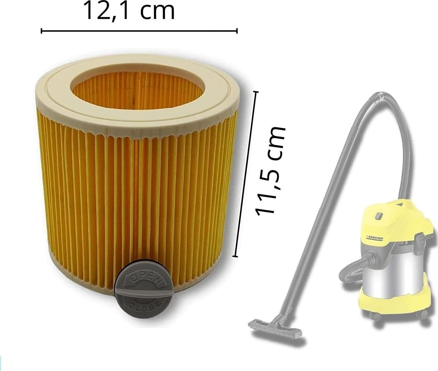Filtro aspirapolvere a cartuccia 122x114 adattabile Karcher codice 6.414-552.0 - ASP 33 in prodotto EuroStore07 - Alatri, commercioVirtuoso.it