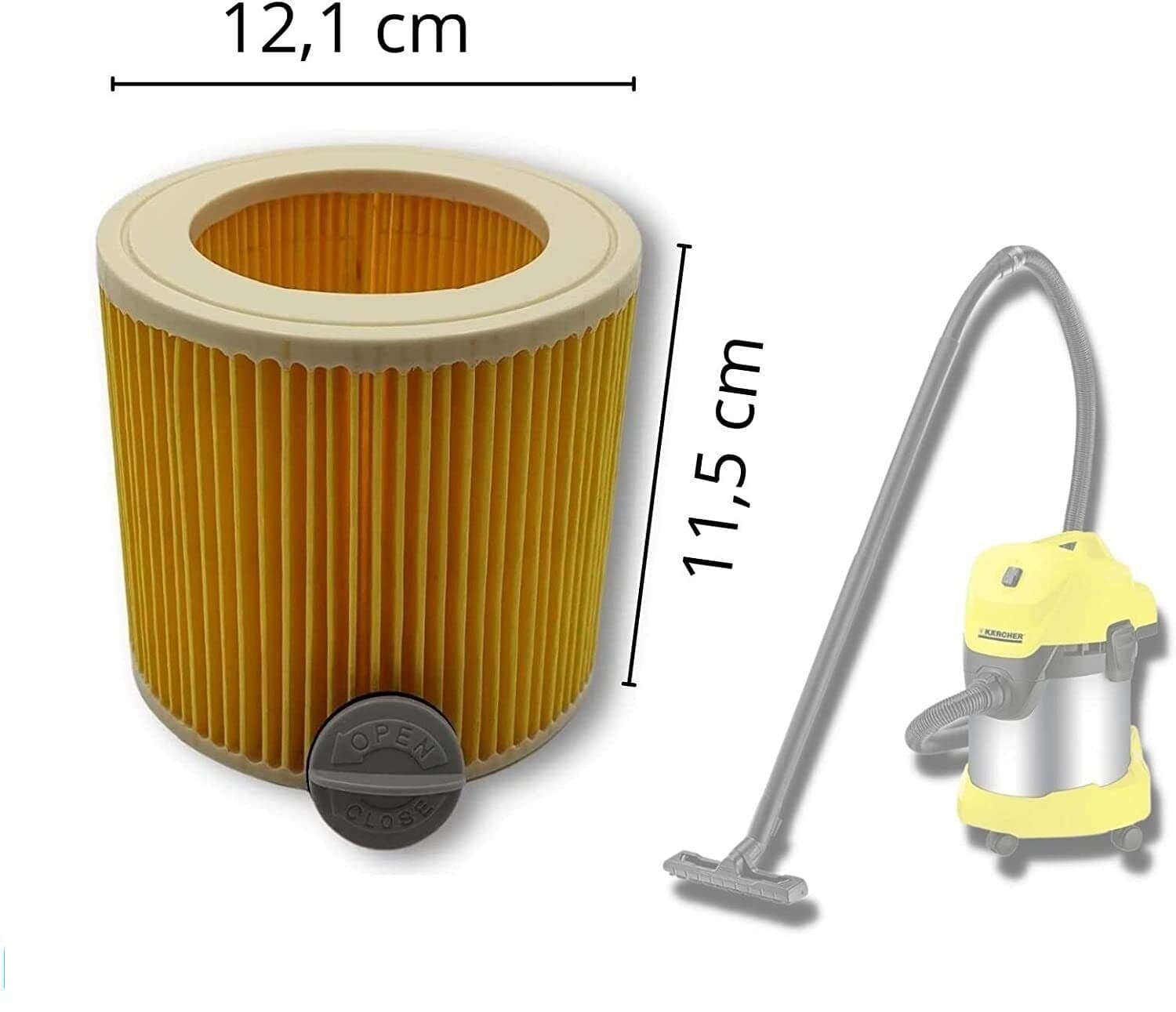 Filtro aspirapolvere a cartuccia 122x114 adattabile Karcher codice 6.414-552.0 - ASP 33 in prodotto EuroStore07 - Alatri, commercioVirtuoso.it