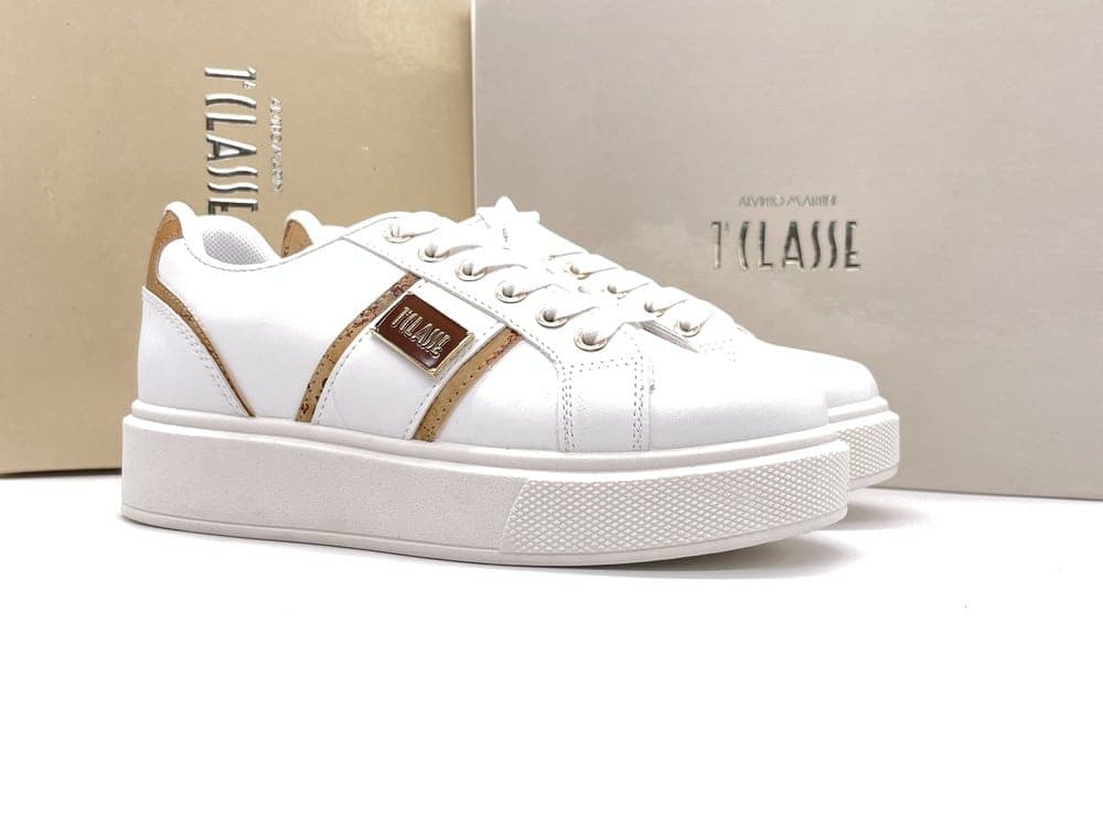 ALVIERO MARTINI 1 CLASSE Sneaker donna white con logo metallico in Sneaker casual Calzature Durello - Agna, commercioVirtuoso.it