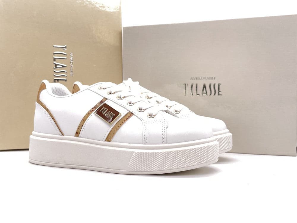 ALVIERO MARTINI 1 CLASSE Sneaker donna white con logo metallico in Sneaker casual Calzature Durello - Agna, commercioVirtuoso.it