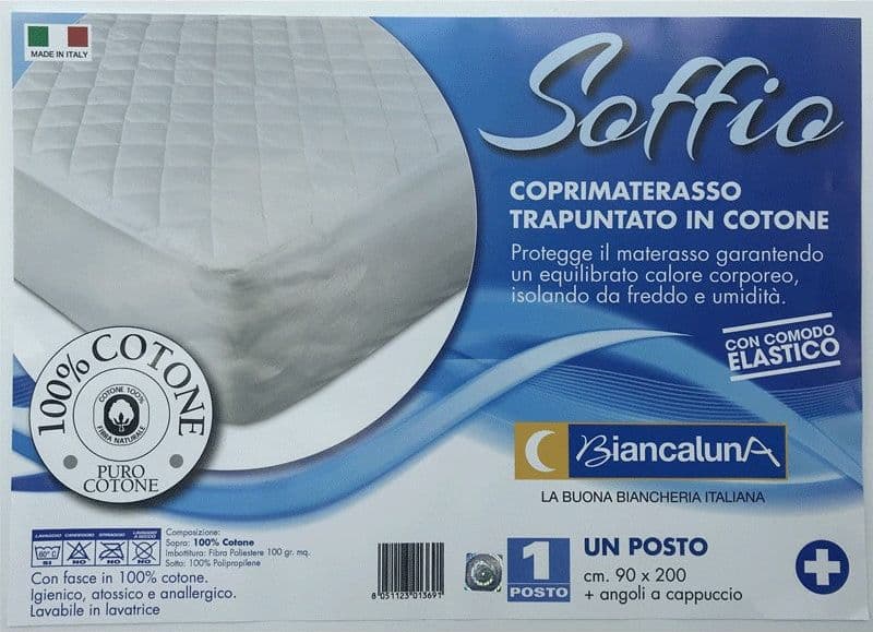 Coprimaterasso singolo Soffio Biancaluna in cotone in Lenzuola coprimaterasso Collezione Casa - Trebisacce, commercioVirtuoso.it