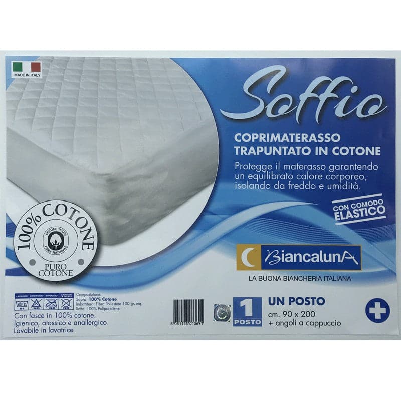 Coprimaterasso singolo Soffio Biancaluna in cotone in Lenzuola coprimaterasso Collezione Casa - Trebisacce, commercioVirtuoso.it