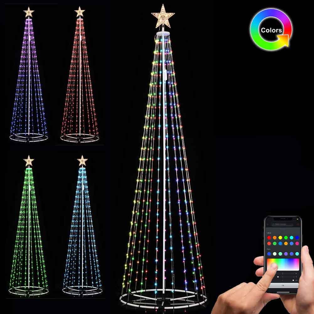 Albero Natale Luminoso 280 cm Smart Control con APP 432 LED Luci per Esterno