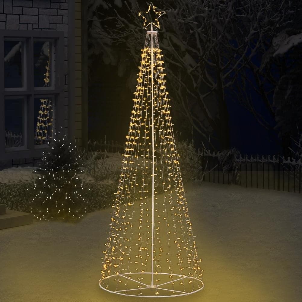 Albero Natale Luminoso 340 cm Bianco Caldo 991 Led Decorazione Metallo Esterno