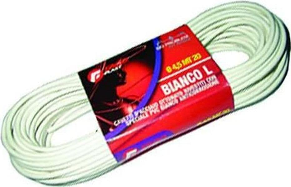 CAVETTO ACCIAIO OTTONATO RIVESTITO IN PVC BIANCO - ø mm.5x mt.20 -- FER 140324 in prodotto EuroStore07 - Alatri, commercioVirtuoso.it