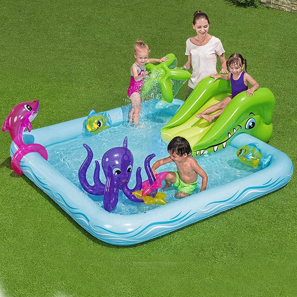 Piscina Parco Giochi Gonfiabile Water Grass Playcenter con Scivolo e Doccia