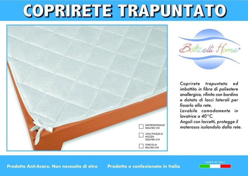 Coprirete trapuntato con lacci laterali Botticelli Home in Coprimaterassi e protezioni Collezione Casa - Trebisacce, commercioVirtuoso.it