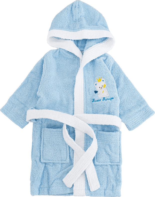 Accappatoio neonato azzurro con maniche e cappuccio Piccolo Principe