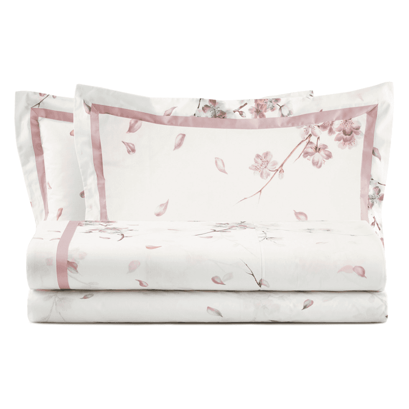 Completo Lenzuola Matrimoniale in Percalle di Cotone Fiori di Pesco in Set di lenzuola e federe Collezione Casa - Trebisacce, commercioVirtuoso.it