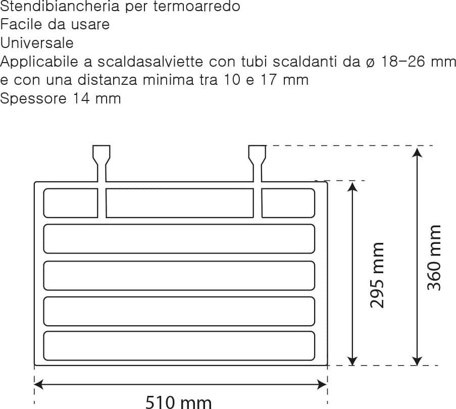 STENDIBIANCHERIA PER SCALDASALVIETTE TERMOARREDO CM 51 X 36 -DF 2088328 -- PZ 2 in prodotto EuroStore07 - Alatri, commercioVirtuoso.it