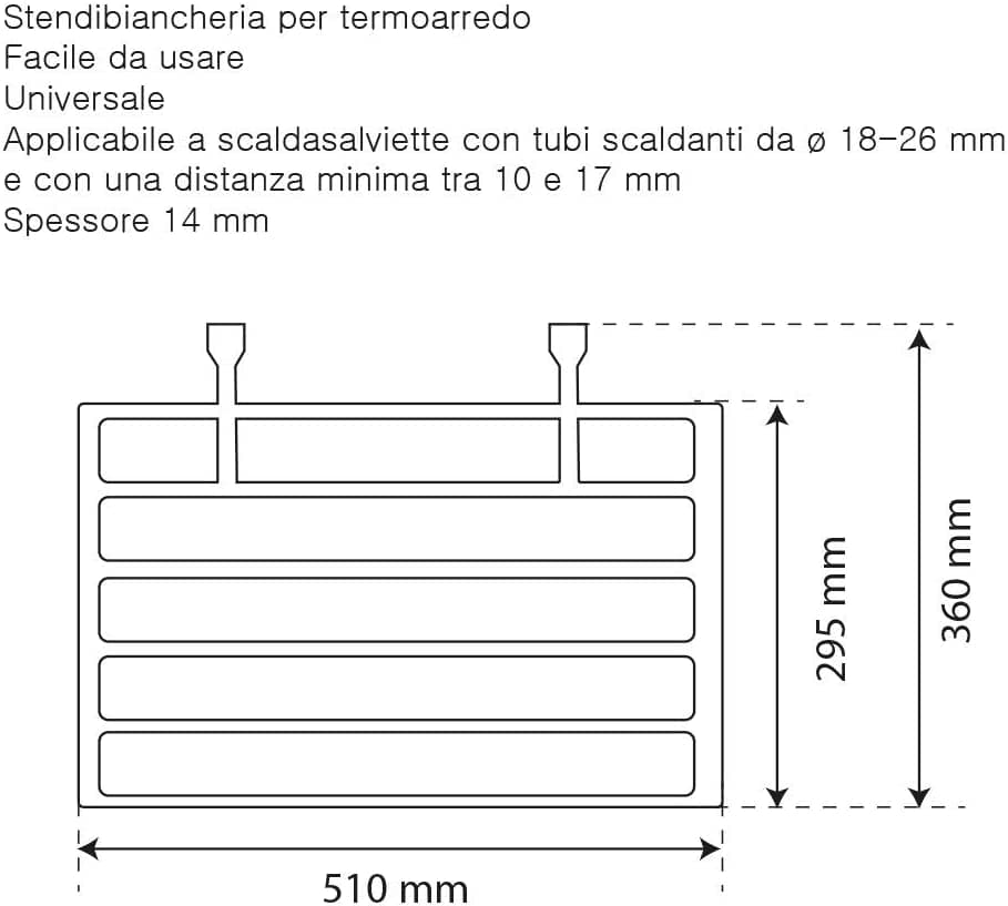 STENDIBIANCHERIA PER SCALDASALVIETTE TERMOARREDO CM 51 X 36 -DF 2088328 -- PZ 2 in prodotto EuroStore07 - Alatri, commercioVirtuoso.it