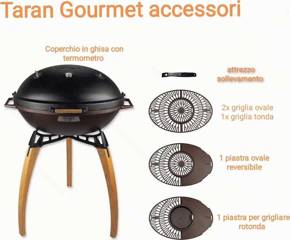 Ignium Taran Gourmet barbecue di ghisa portatile da giardino terrazzo campeggio in Barbecue a carbone Aloiserw.com - Altomonte, commercioVirtuoso.it