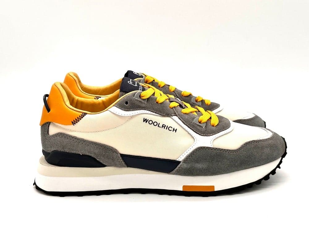 WOOLRICH Snaker uomo running con suola Vibram color panna e ocra