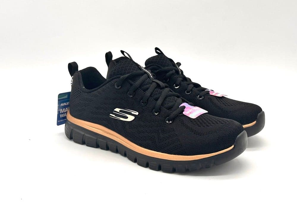 SKECHERS Sneaker GET CONNECTED donna nere con dettaglio gold