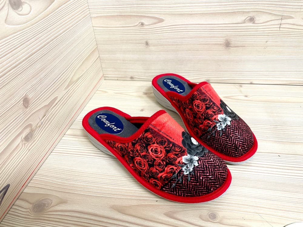 CONFORT Pantofole Donna Rosso Fiori in Pantofole Calzature Durello - Agna, commercioVirtuoso.it
