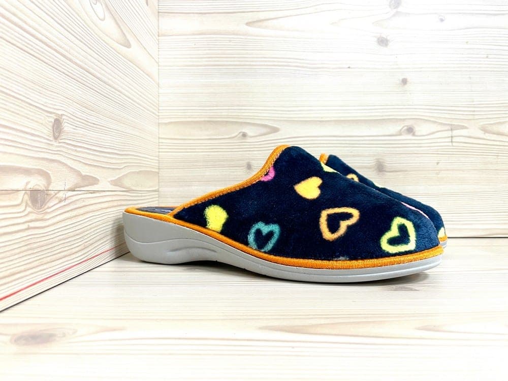 CONFORT Pantofole Donna Blu Cuori