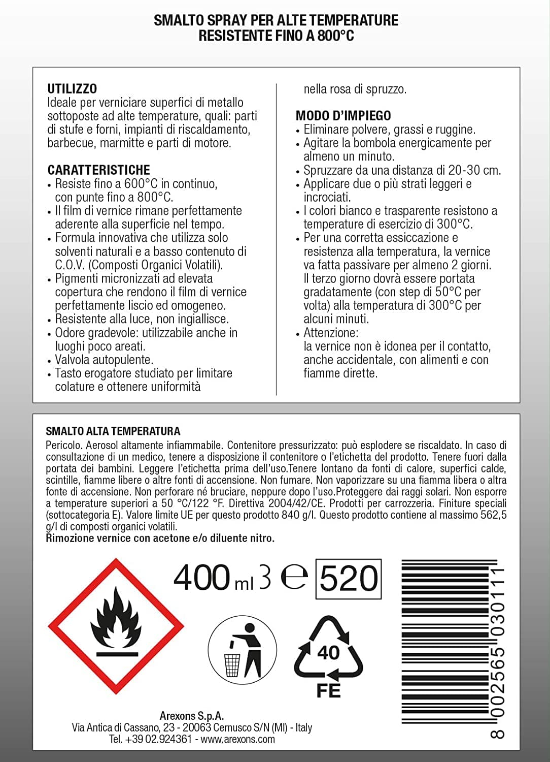 Arexons Vernice Spray Alluminio Alte Temperature Tuning Freni Marmitte Fe 237208 in prodotto EuroStore07 - Alatri, commercioVirtuoso.it