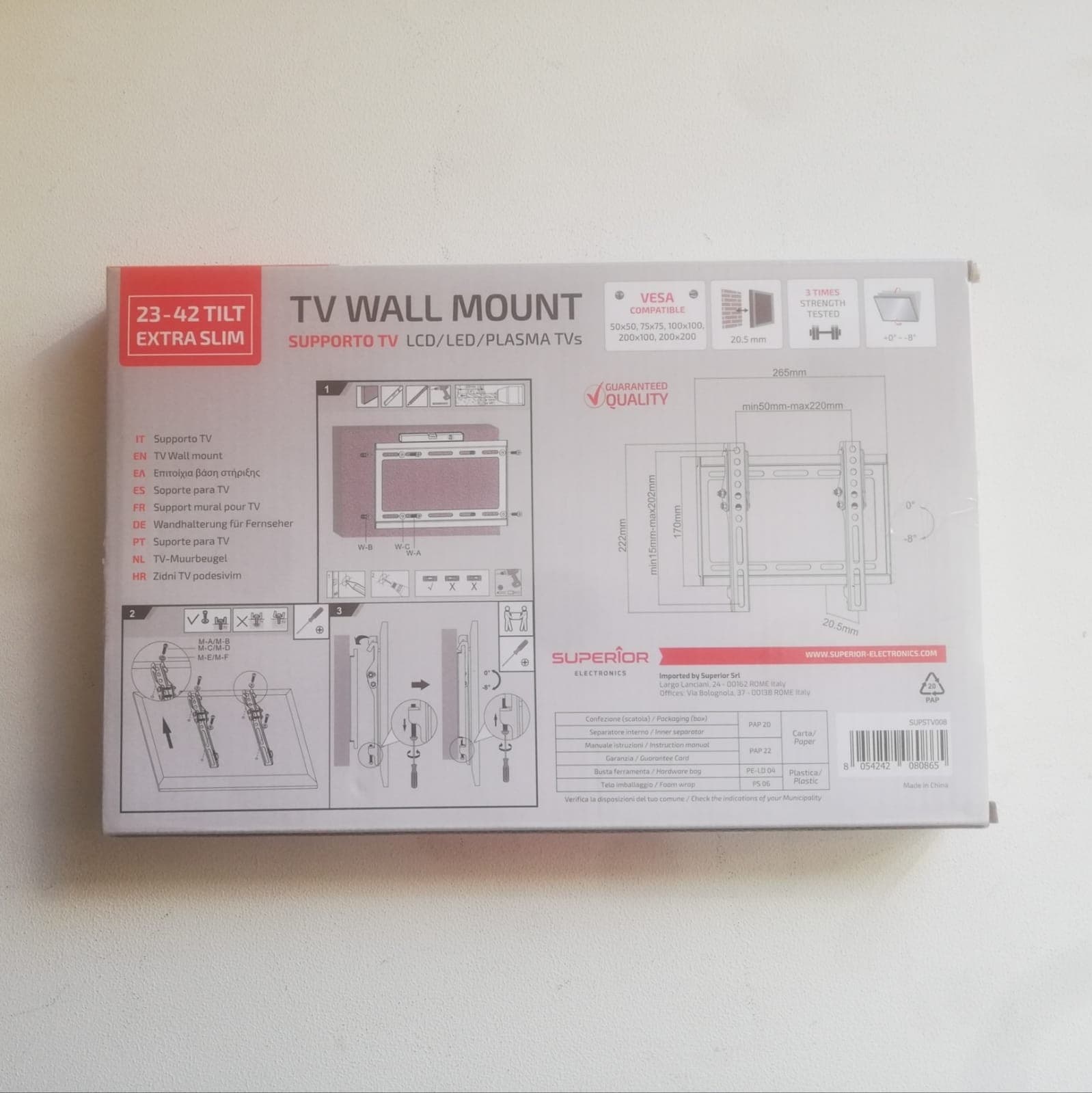 Supporto TV in acciaio per tutti i televisori lcd led plasma da 23" fino a 42" in Supporti da parete e da soffitto Aloiserw.com - Altomonte, commercioVirtuoso.it