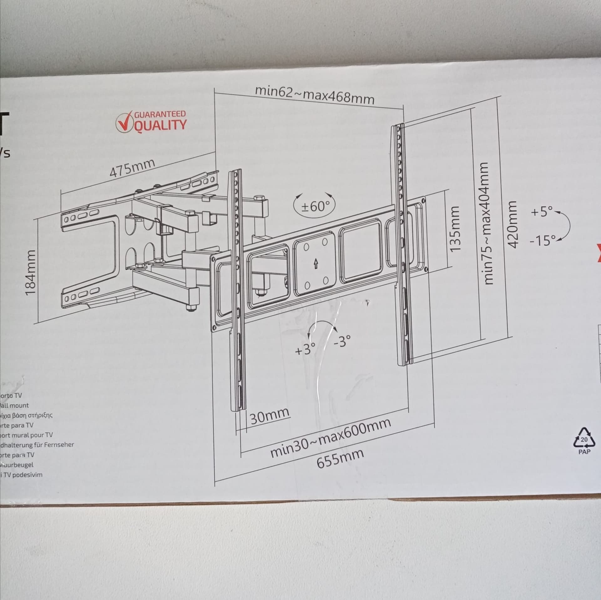 Supporto TV in acciaio per tutti i televisori lcd led plasma da 37" fino a 80" in Supporti da parete e da soffitto Aloiserw.com - Altomonte, commercioVirtuoso.it