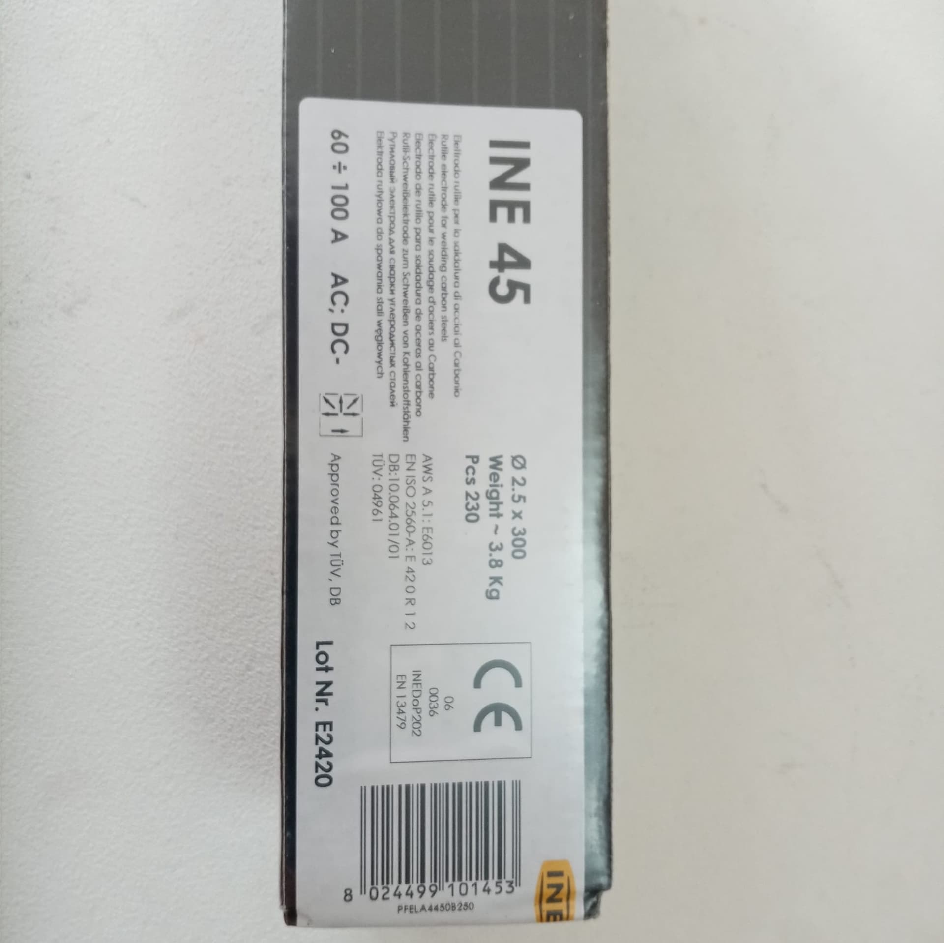 Elettrodo rutile INE 45 E6013 da 2,5 x 300mm colore grigio per la saldatura di acciaio al carbonio - 230pz in Attrezzatura per saldatura ad arco Aloiserw.com - Altomonte, commercioVirtuoso.it