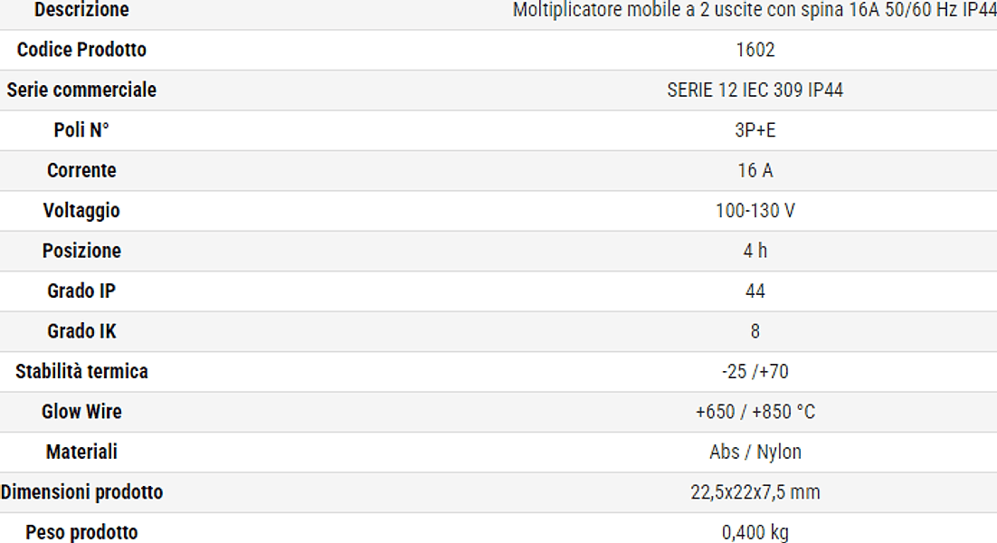 Rosi moltiplicatore adattatore mobile a 2 uscite con spina 16A 2P+E IP44 in Multiprese Aloiserw.com - Altomonte, commercioVirtuoso.it