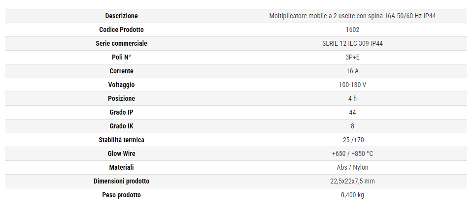 Rosi moltiplicatore adattatore mobile a 2 uscite con spina 16A 2P+E IP44 in Multiprese Aloiserw.com - Altomonte, commercioVirtuoso.it