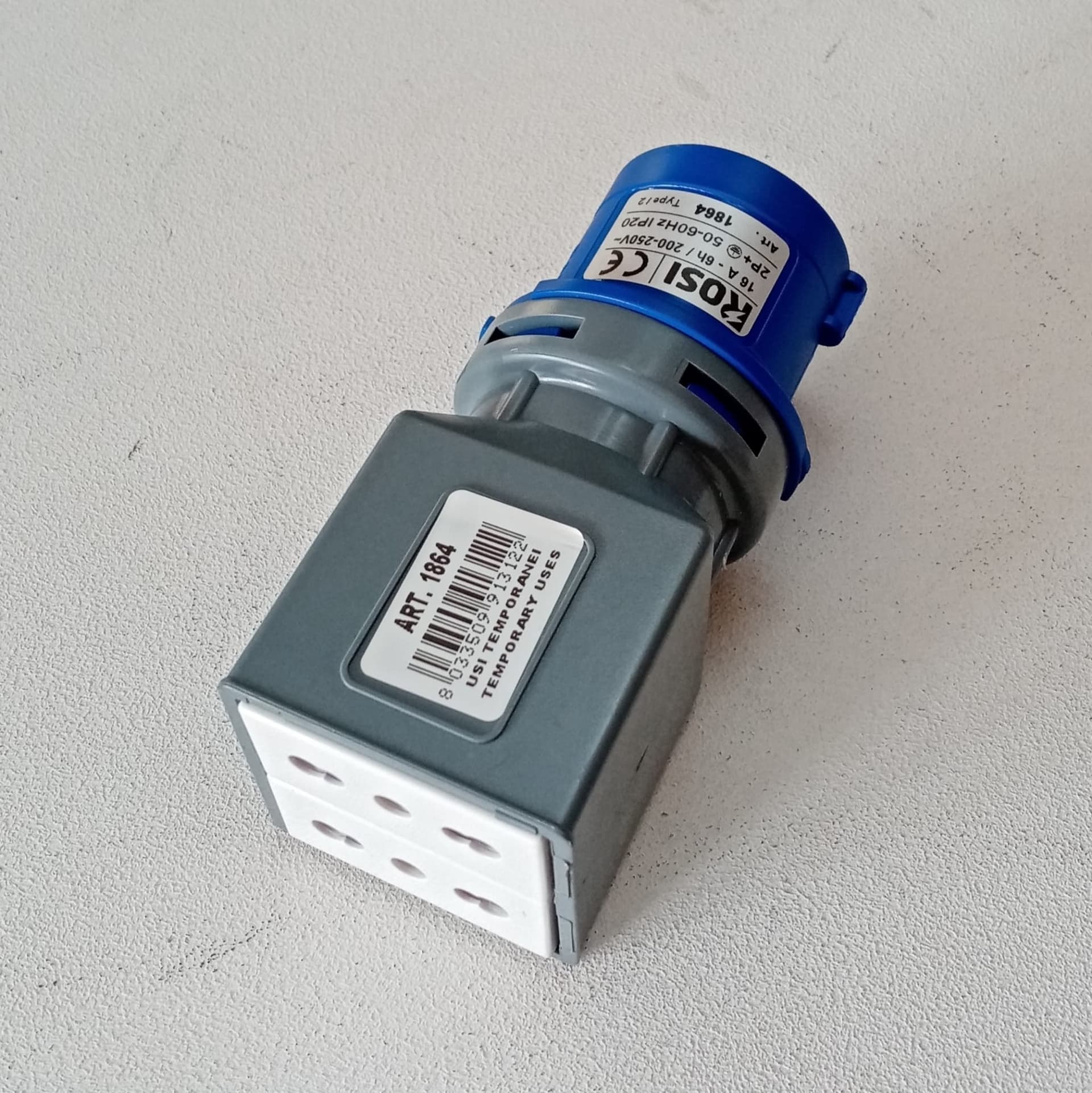 Rosi adattatore mobile da spina industriale a bipresa civile doppia IP20 in Spine elettriche di corrente alterna Aloiserw.com - Altomonte, commercioVirtuoso.it