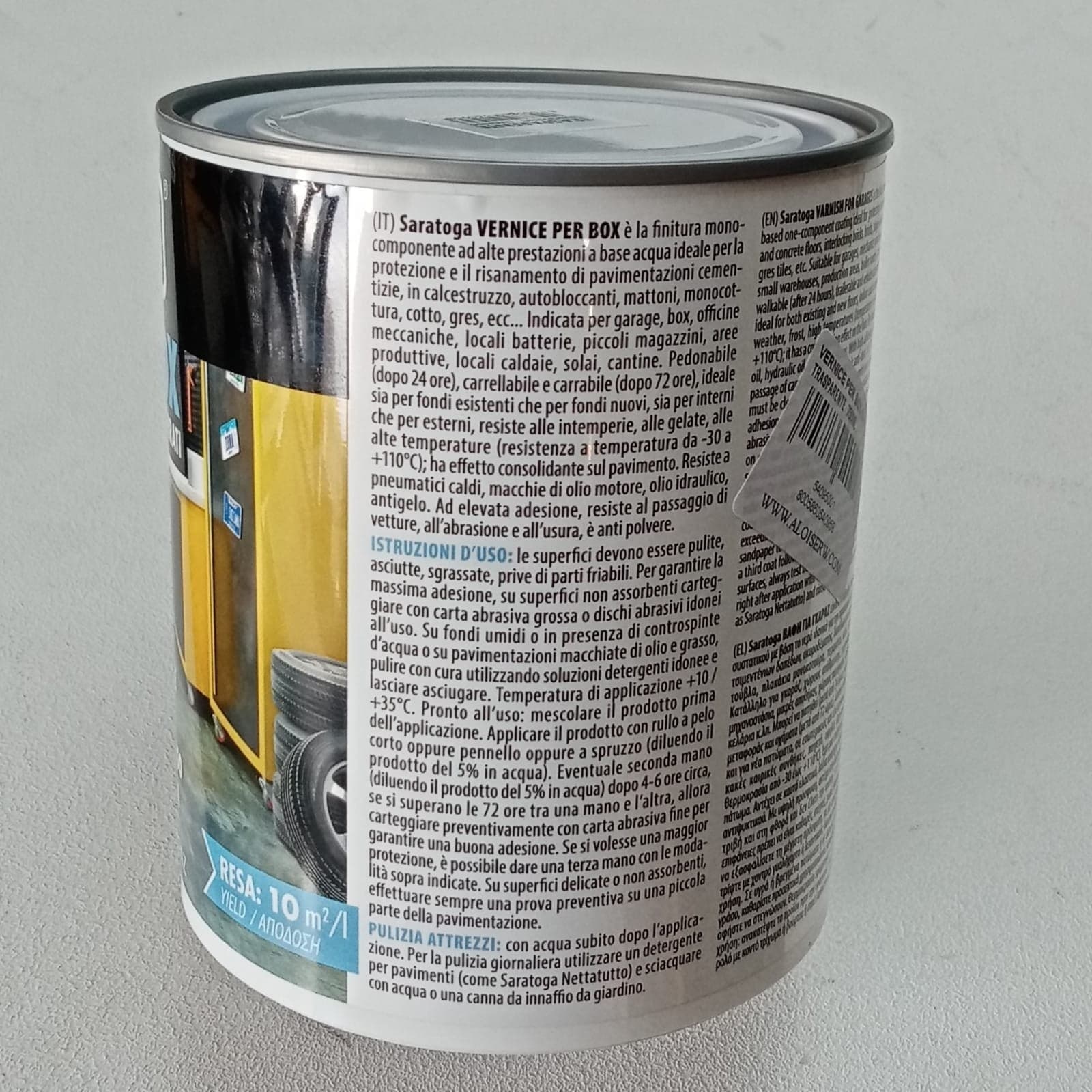 Saratoga 750ml vernice trasparente per pavimenti di box garage laboratori cantine seminterrati in Vernice Aloiserw.com - Altomonte, commercioVirtuoso.it
