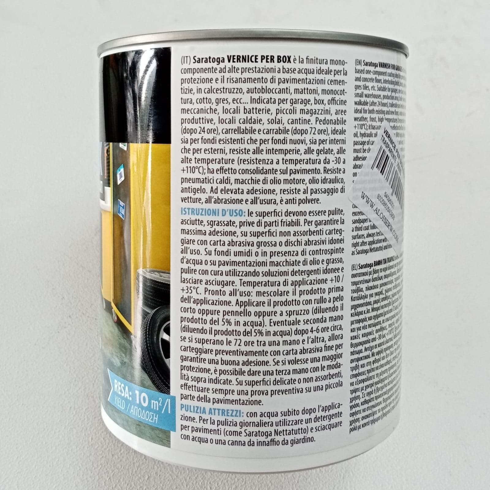 Saratoga 750ml vernice trasparente per pavimenti di box garage laboratori cantine seminterrati in Vernice Aloiserw.com - Altomonte, commercioVirtuoso.it