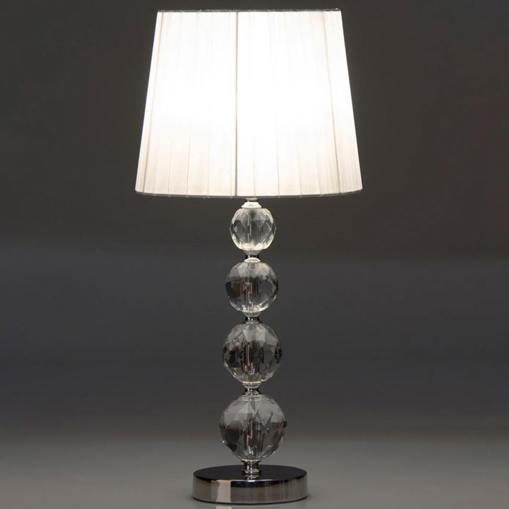 Lampada da tavolo Lume da Comodino in Cristallo e Tessuto Bianco Abatjour 25x54