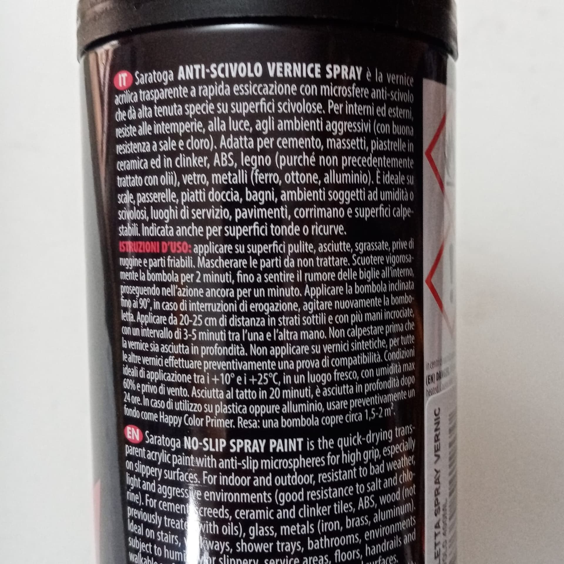 Saratoga 400ml vernice spray anti-scivolo lavabile per pavimenti esterni ed interni in Vernice a spray Aloiserw.com - Altomonte, commercioVirtuoso.it